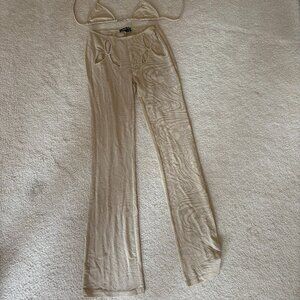I.AM.GIA Beige Boot Cut Flare Pants with Matching Bikini Top